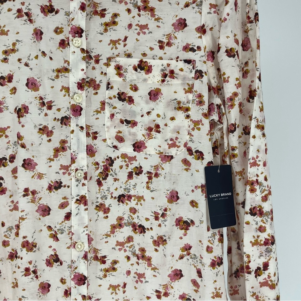 LUCKY BRAND NWT WOMEN’S LONG SLEEVE BUTTON UP SHIRT ONE POCKET POET SHIRT - Picture 9 of 13